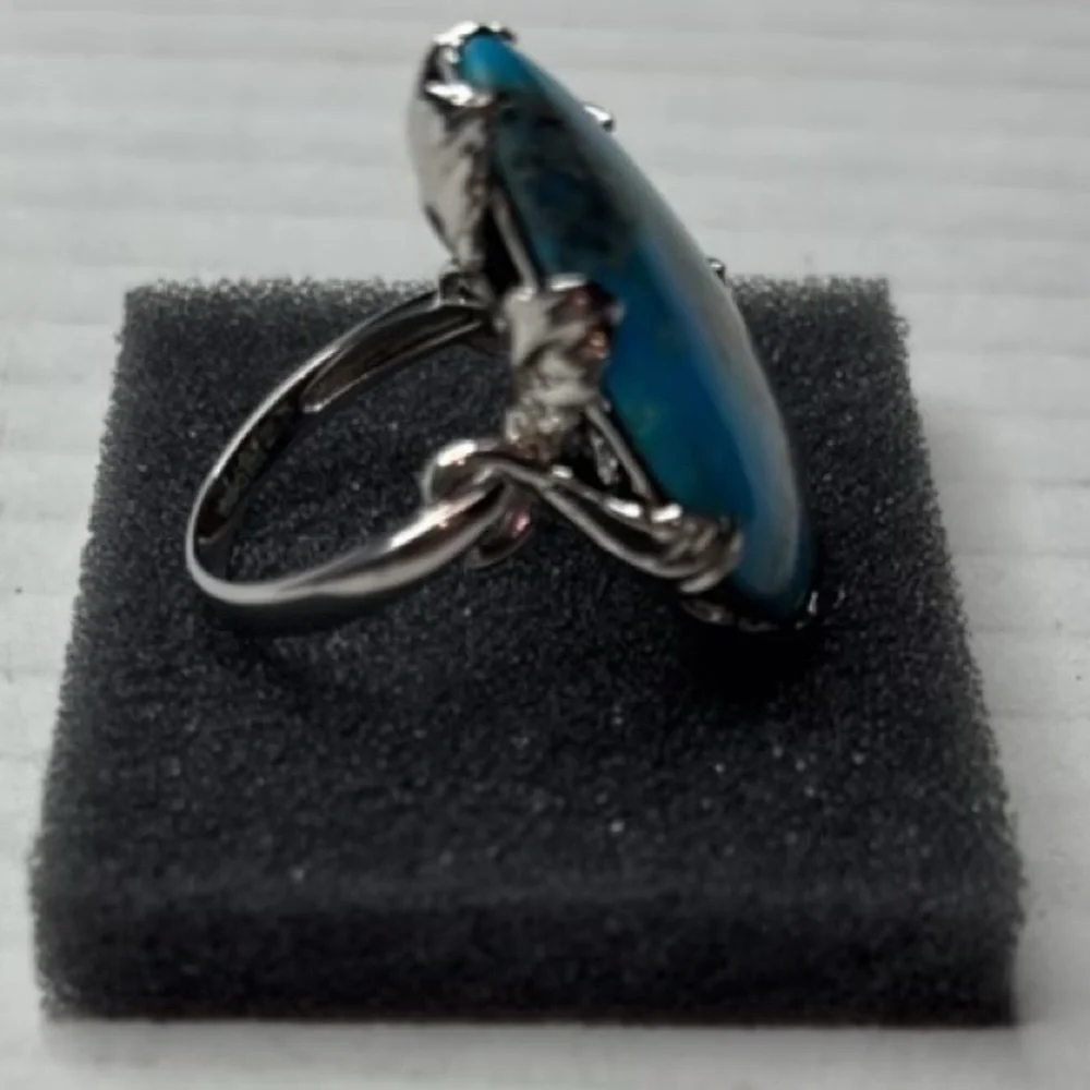 RARITIES Turquoise Sterling Silver Pear Shaped Ring Size 7